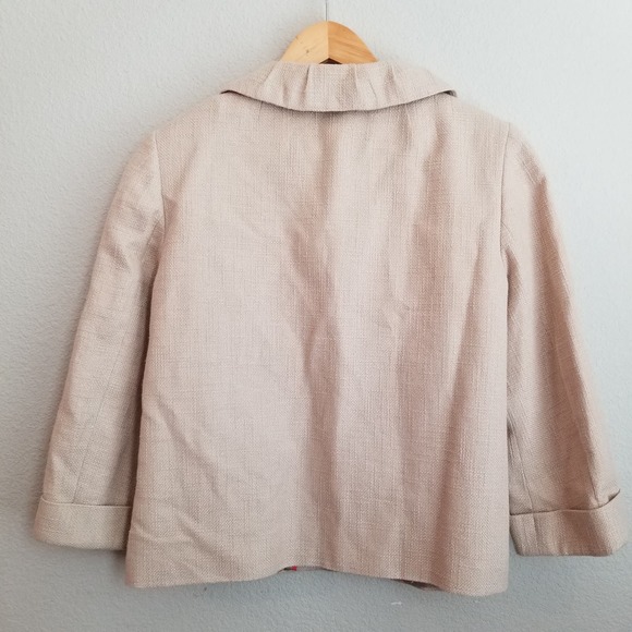 J. Crew Women's Linen Blend Holly Blazer Jacket Size 8 Beige Neutral 3/4 Sleeve - Picture 2 of 10